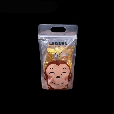 Waterproof Custom Print Frosted Ziplock Pouch Zip Lock Cookie Packaging Bags Cute Plastic Die Cut Handle Standing Zipper Bag