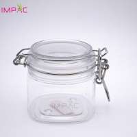 Clear PET square clear kitchen storage sealable empty plastic mason jar 200ml