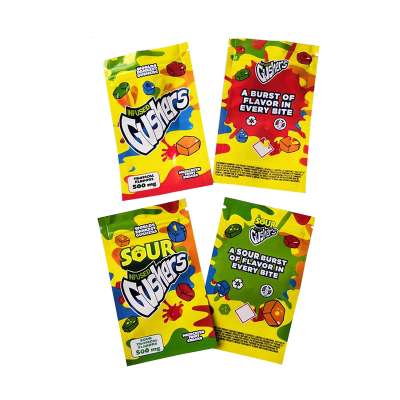 New Sour Gushers Infused Gummy Candy Edibles Packaging Bag Medicated Fruit Bite Jelly Bombs Package Bags Wholesale