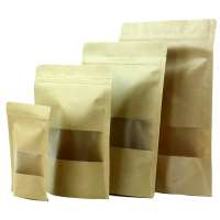 Wholesale Food Packaging Recycled Zip Top Stand Up Pouch For Snack Coffee Nut Dried Fruit Packaging  Kraft Paper Bag