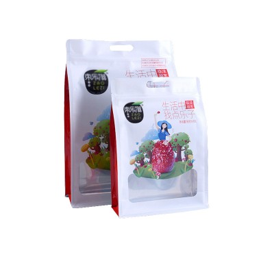 Custom Colorful Plastic Snack Food Chinese Date Promotional Package Bags Quad Seal Box Pouch With Logo