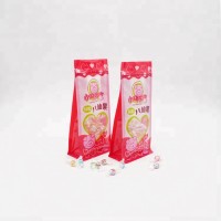 High End Custom Printed Biodegradable Resealable Square Bottom Flat Pouch Pink Food Clear Plastic Zipper Candy Packaging Bag